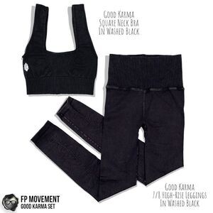 FP MOVEMENT GOOD KARMA SET: SQUARE NECK BRA + HIGH-RISE LEGGINGS IN WASHED BLACK